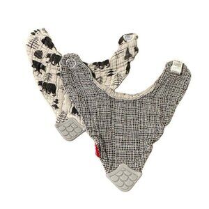 Nuby Baby Lot 2 100% Natural Cotton Muslin Teething Drool Bib Bandana Boys Gray